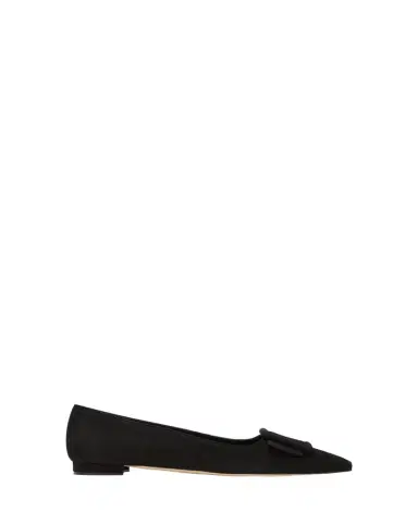 Manolo Blahnik Maysale Suede Buckle Ballerina Flats | Thumbnail 1