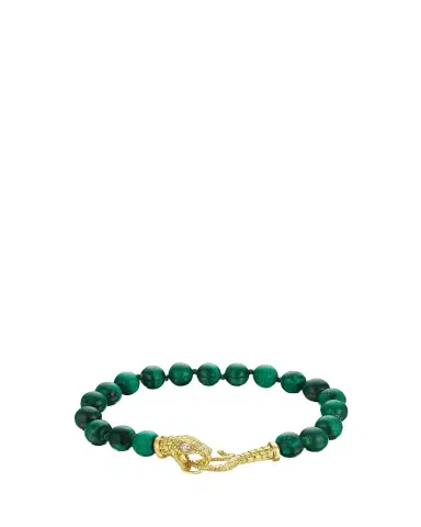 Anthony Lent Malachite Bead Serpent Bracelet in 18K Gold with Diamonds | Thumbnail 1