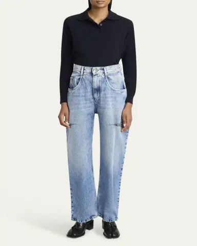 Maison Margiela Slash-Sides Wide-Leg Denim Pants | Thumbnail 2