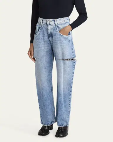 Maison Margiela Slash-Sides Wide-Leg Denim Pants | Thumbnail 4