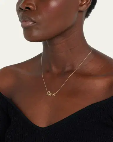 Sydney Evan 14K Yellow Gold Medium Rope Love Pendant Necklace | Thumbnail 2