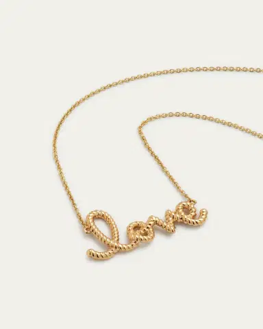 Sydney Evan 14K Yellow Gold Medium Rope Love Pendant Necklace | Thumbnail 3