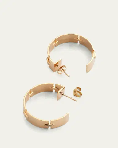Lana 14K Gold Flawless Tag Link Vanity Hoop Earrings, 25mm | Thumbnail 4