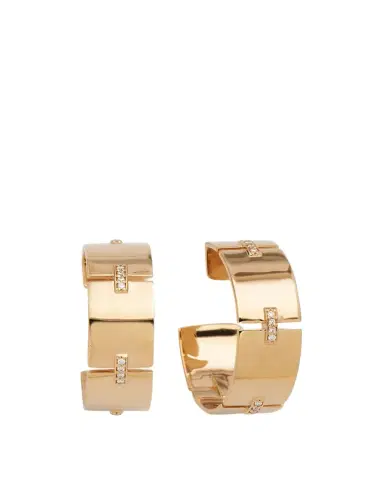 Lana 14K Gold Flawless Tag Link Vanity Hoop Earrings, 25mm | Thumbnail 1