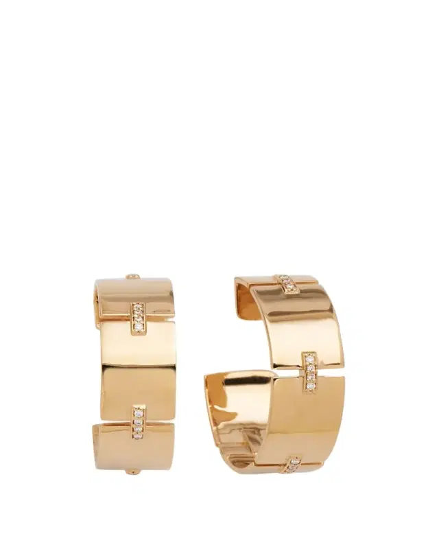 Lana 14K Gold Flawless Tag Link Vanity Hoop Earrings, 25mm