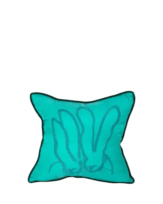 Embroidered Bunny Silk Pillow, 18"