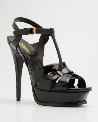 Saint Laurent Tribute Patent T-Strap Platform Sandals | Thumbnail 2 Saint Laurent Tribute Patent T-Strap Platform Sandals | Thumbnail 2
