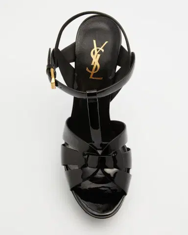 Saint Laurent Tribute Patent T-Strap Platform Sandals | Thumbnail 4 Saint Laurent Tribute Patent T-Strap Platform Sandals | Thumbnail 4