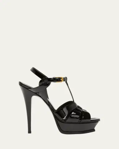 Saint Laurent Tribute Patent T-Strap Platform Sandals | Thumbnail 8 Saint Laurent Tribute Patent T-Strap Platform Sandals | Thumbnail 8