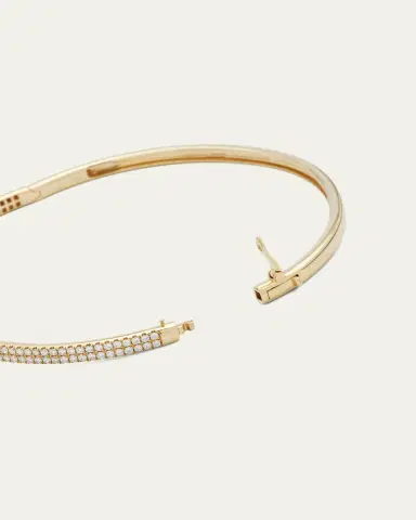 Mizuki 2-Row Pave Diamond Hinged Bracelet in 14K | Thumbnail 4