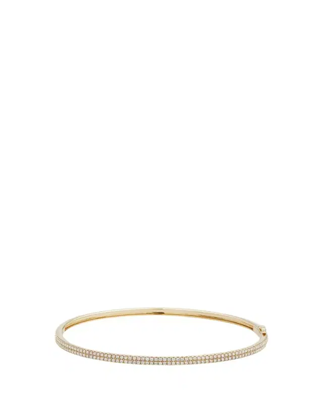 Mizuki 2-Row Pave Diamond Hinged Bracelet in 14K Gold