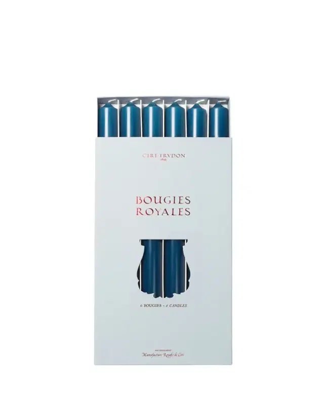 Trudon Royale Taper Candles - Marine Blue, Set of 6