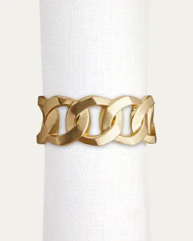 L'Objet Cuban Link 24K Gold Napkin Rings Jewels, Set of 4 | Thumbnail 2
