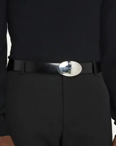 Prada Men's Spazzolato Leather Belt Strap | Thumbnail 2 Prada Men's Spazzolato Leather Belt Strap | Thumbnail 2