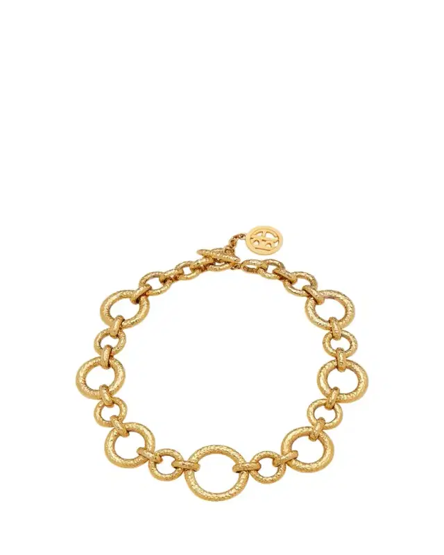 Ben-Amun Gold Hammered Chain Necklace with Toggle