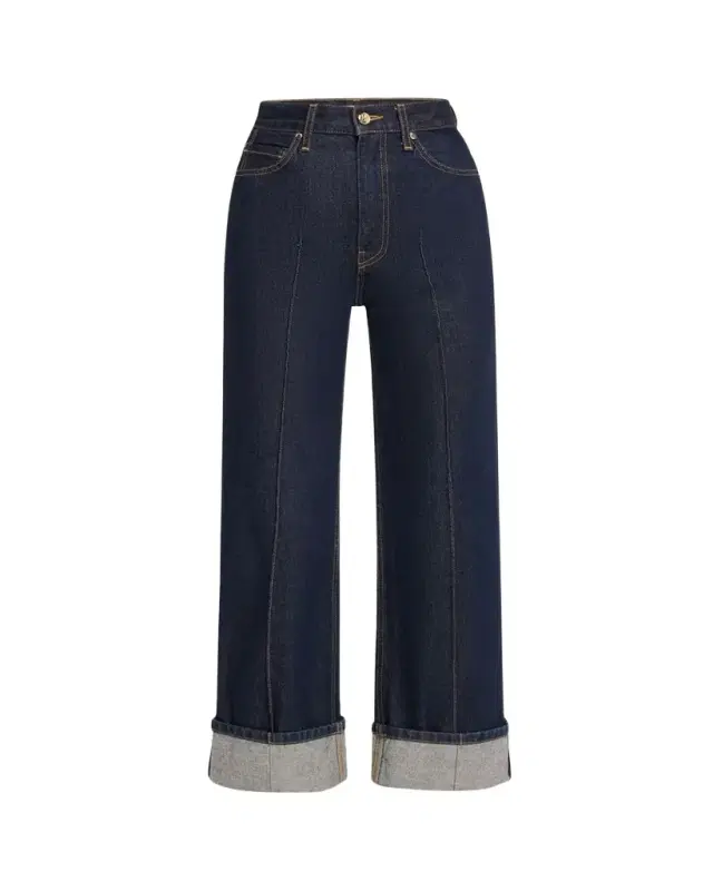 The Genevieve Topstitched Wide-Leg Denim Jeans