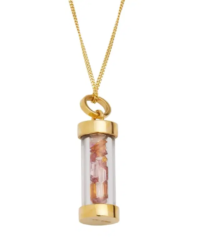 Aliita Bottle Necklace with Pink Tourmaline, Citrine and Morganite Mini-Baguette Sprinkles
