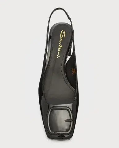 Santoni Lemon Patent Buckle Slingback Pumps | Thumbnail 4