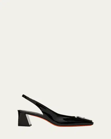 Santoni Lemon Patent Buckle Slingback Pumps | Thumbnail 6