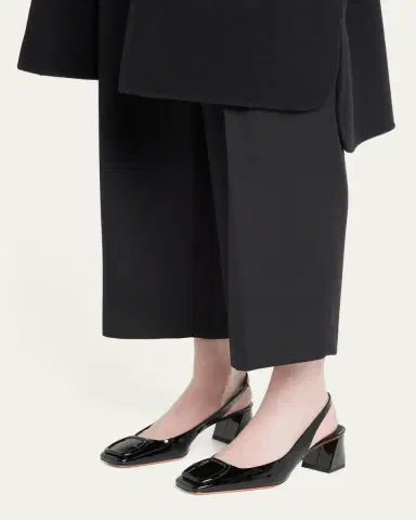 Santoni Lemon Patent Buckle Slingback Pumps | Thumbnail 7