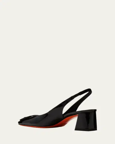 Santoni Lemon Patent Buckle Slingback Pumps | Thumbnail 9