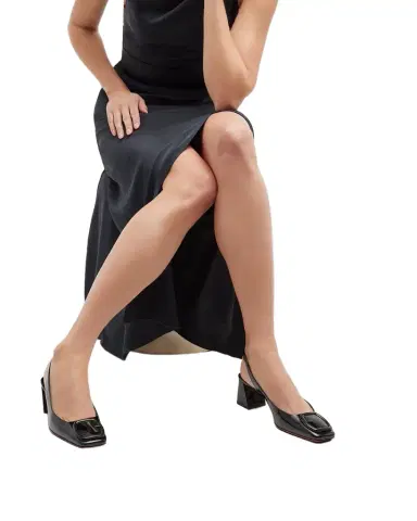 Santoni Lemon Patent Buckle Slingback Pumps | Thumbnail 1