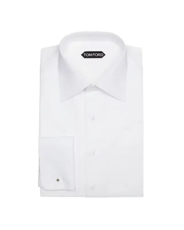 Men's Cotton Piqué Dress Shirt with French Cuffs