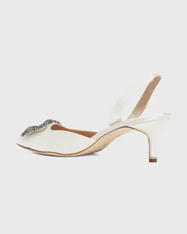 Manolo Blahnik Hangsi Satin Crystal-Buckle Halter Pumps | Thumbnail 3