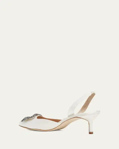 Manolo Blahnik Hangsi Satin Crystal-Buckle Halter Pumps | Thumbnail 8