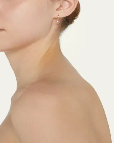 Lana 14K Gold Mini Flat Hooked on Hoop Earrings with Dangle Diamonds | Thumbnail 2 Lana 14K Gold Mini Flat Hooked on Hoop Earrings with Dangle Diamonds | Thumbnail 2