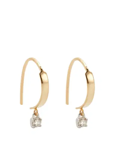 Lana 14K Gold Mini Flat Hooked on Hoop Earrings with Dangle Diamonds | Thumbnail 1 Lana 14K Gold Mini Flat Hooked on Hoop Earrings with Dangle Diamonds | Thumbnail 1