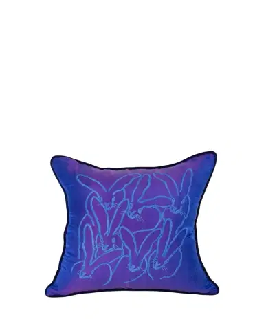 Hunt Slonem Embroidered Silk & Velvet Bunny Pillow, 22" | Thumbnail 1