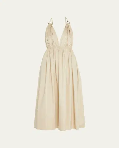 Zeynep Arçay Helen Plunging Halter Cotton Midi Dress | Thumbnail 5 Zeynep Arçay Helen Plunging Halter Cotton Midi Dress | Thumbnail 5