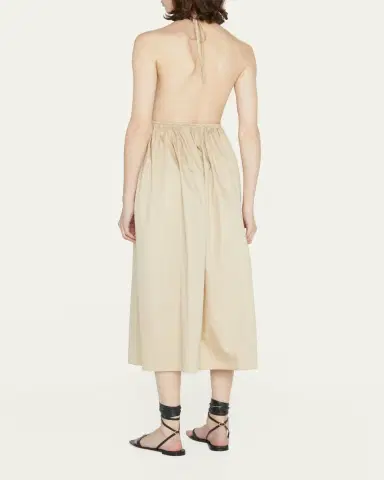 Zeynep Arçay Helen Plunging Halter Cotton Midi Dress | Thumbnail 7 Zeynep Arçay Helen Plunging Halter Cotton Midi Dress | Thumbnail 7
