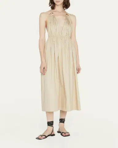 Zeynep Arçay Helen Plunging Halter Cotton Midi Dress | Thumbnail 8 Zeynep Arçay Helen Plunging Halter Cotton Midi Dress | Thumbnail 8
