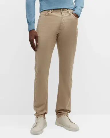 ZEGNA Men's Brushed Cotton 5-Pocket Trousers | Thumbnail 3