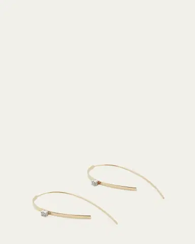 Lana 14K Gold Small Flat Forward Facing Hooked On Hoop Earrings with Diamonds | Thumbnail 3