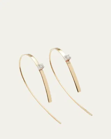 Lana 14K Gold Small Flat Forward Facing Hooked On Hoop Earrings with Diamonds | Thumbnail 4
