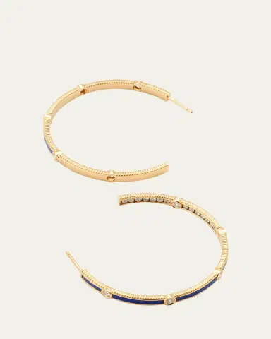 Viltier Rayon Lapis Extra-Large Hoop Earrings in 18K Yellow Gold and Diamonds | Thumbnail 3