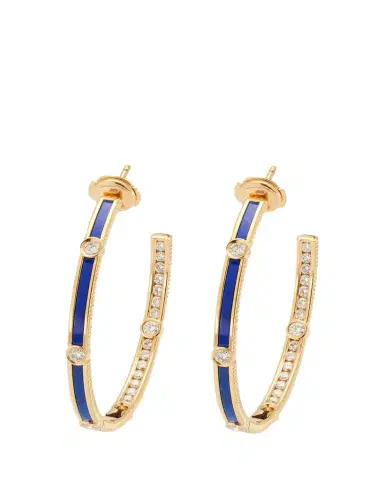 Viltier Rayon Lapis Extra-Large Hoop Earrings in 18K Yellow Gold and Diamonds | Thumbnail 1