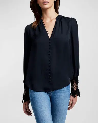 L'Agence Ava Lace-Cuff Blouse | Thumbnail 13