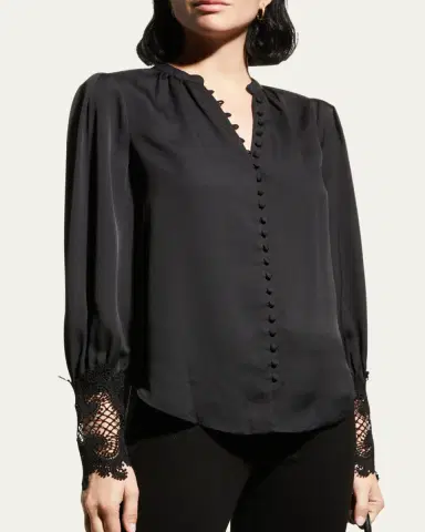 L'Agence Ava Lace-Cuff Blouse | Thumbnail 20