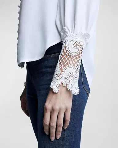 L'Agence Ava Lace-Cuff Blouse | Thumbnail 4