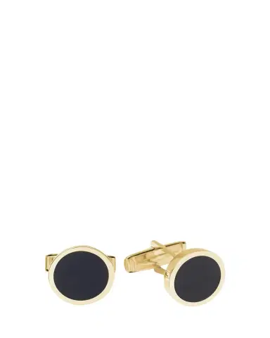 Bergdorf Goodman Men's 18K Yellow Gold Black Onyx Cufflinks | Thumbnail 1