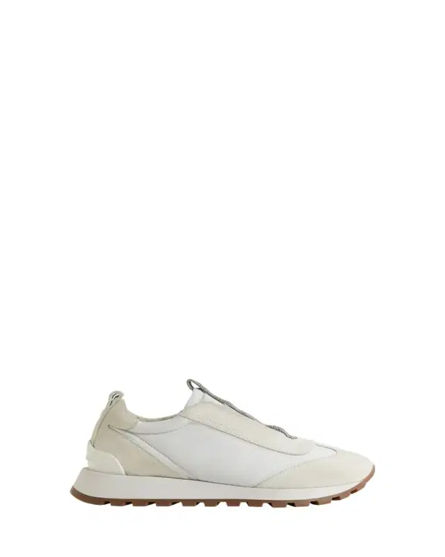 Mixed Leather Slip-On Runner Sneakers