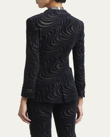 Giorgio Armani Swirl Jacquard Jersey Single-Breasted Blazer Jacket | Thumbnail 3 Giorgio Armani Swirl Jacquard Jersey Single-Breasted Blazer Jacket | Thumbnail 3