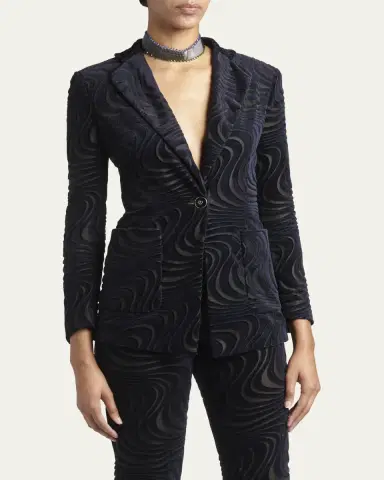 Giorgio Armani Swirl Jacquard Jersey Single-Breasted Blazer Jacket | Thumbnail 4 Giorgio Armani Swirl Jacquard Jersey Single-Breasted Blazer Jacket | Thumbnail 4