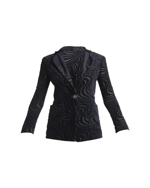 Giorgio Armani Swirl Jacquard Jersey Single-Breasted Blazer Jacket
