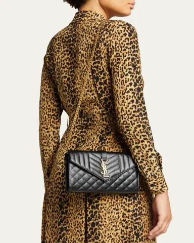 Saint Laurent Envelope Triquilt YSL Crossbody in Grained Leather | Thumbnail 2 Saint Laurent Envelope Triquilt YSL Crossbody in Grained Leather | Thumbnail 2