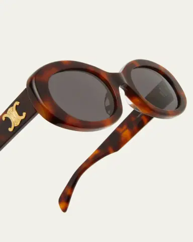 Celine Triomphe Logo Oval Acetate Sunglasses | Thumbnail 5 Celine Triomphe Logo Oval Acetate Sunglasses | Thumbnail 5